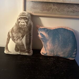 Ross Menuez for Areaware Racoon & Gorilla Mini Fauna Animal Cushions
